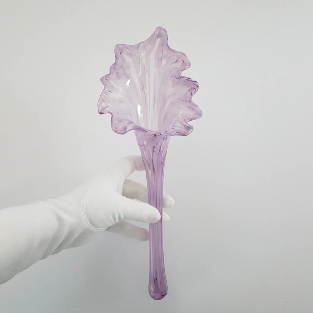 Purple Blown Glass Single Flower Bud Epergne Vase